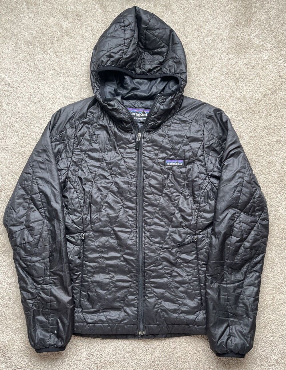 Patagonia Nano Puff Hoody Womens XS Black Puffer Jacket Full Zip Lightweight